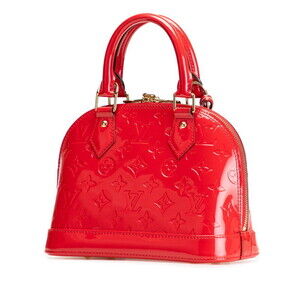 Louis Vuitton Red Monogram Patent Alma Cerise Handbag Bag Vernis Leather